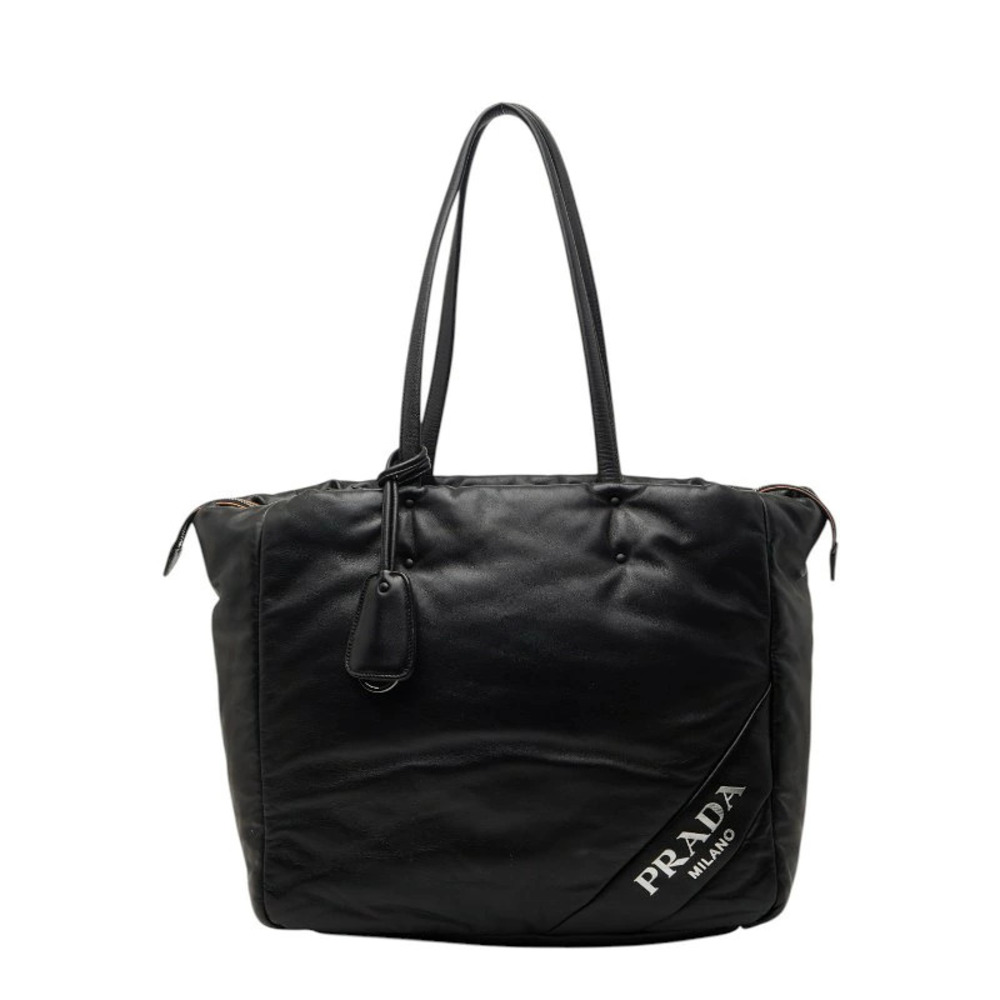 Prada Tote Tessuto Saffiano Bag Shoulder Black Leather